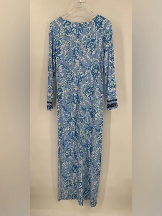 Lilly Pulitzer UPF 50+ FAYE MAXI DRESS Blue Peri Turtley Awesome White S~NWT - Picture 3 of 6